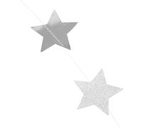 Balacoo Glitter Star Garland Decoration Silver Holographic Hanging Stars for Party Wedding Classroom Reusable Streamers for Birthday and Event Decor