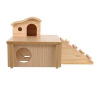 Balacoo Hamster Hideout House Natural Khaki Colour Wooden with Ladder, Functional Hiding Place and Food Storage for Small Pets for Play and Climbing Activities