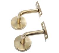 Balacoo Handrail Wall Mounted Bracket Stair Rail Bracket Stainless Steel 2pcs in Golden Colour, Stable and Heavy-Duty with Simple Classic Design, for Supporting Banister Rails on Walls