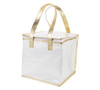 Balacoo Insulated Portable Cake Storage Bag with Handle, 10-inch White Thermal Food Transport Tote for Pizza and Fresh Food Packing, Double-Layer 35x35x30cm Cooler Pouch for Takeaway and Catering