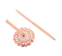 Balacoo Luxury Metal Ballpoint Business Pen with Smooth Ink Refill and Standing Design Elegant Rose Pen with Desk Holder for Wedding Guest Book Office and Professional Use