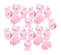 Balacoo Mini Resin Bunnies 20pcs with Glow the Dark Night Glow Functionality Cute Pink Bunny Figurines for Desk Ornaments and Bedroom Decoration, Easter Basket Fillers