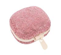 Balacoo Mini Rhinestone Pill Organizer Stylish Bling Design with 4 Compartments, Drop-Resistant Abs Material Compact Pink Medication Storage Case for On-the-go Daily Use for Purse
