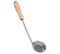Balacoo Non-Stick Stainless Steel Frying Spoon Practical Flat Kitchen Oil Spatula with Wooden Handle Sturdy and Easy to Use Kitchen Tool for Cooking Snacks for Household Frying
