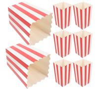 Balacoo Paper Popcorn Boxes and Candy Containers, Red and White Striped 85X70X140Mm, Paper Snack Containers for Movie Nights and Carnival Events, 25Pcs