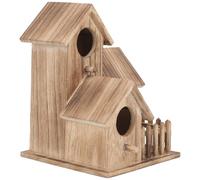 Balacoo Parakeet Nesting Cottage Wooden Bird House Multi-Hollow Circle for Breeding and Feeding Birds, Rustic Outdoor Garden Nesting Box