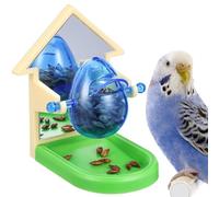 Balacoo Parrot Treat Dispensing Feeder with Mirror, Bird Foraging Toy for Cage, Interactive Parakeet Toys with Plate for Parakeet Cockatiel Conure African Grey(Random Color)