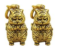 Balacoo Pendants Rings Creative Chinese-style Copper Key 2pcs Mini Tiger Keychain with Golden Finish Safe and Reliable Decoration for Keys or Bags