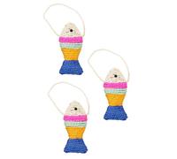 Balacoo Pet Cat Plaything Fish Shape Grinding Claw Exercise Sisal Material Cat 3pcs for Claw Maintenance and Active Play Random Color