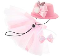 Balacoo Pet Costume Set Bow Tie, and Hat Easter Including Pink Gauze Skirt Easy to Put or Take for Dogs and Small Pets for Photo Props and Party Outfits