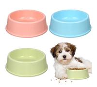 balacoo Pet Food Bowl Set 3pcs Plastic Dog Bowl Colorful Design Safe Easy to Maintain Random Color