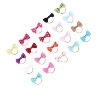 Balacoo Pet Hair Tie Set for Everyday Wear and Occasions Random Color 20pcs Bowknot Elastic Hair Bands in Cloth Material Chic and Attractive and Puppies