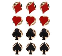 Balacoo Playing Card Suit Lapel Pins 12Pcs Enamel Brooch Set Zinc Alloy Poker Hand Badge Compact with Spades Diamonds Clubs Hearts for Unisex Costume Accessories