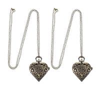 Balacoo Pocket Watches Necklace Watch Accessories for Men Heart Shaped 2pcs Vintage with Alloy Quartz Movement, Stylish Retro for Festivals and Special Occasions