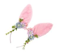 Balacoo Rabbit Ear Headband for Women Cute Bunny Ears Hairband with Fabric Flowers Comfortable Animal Costume Accessory for Cosplay Parties and Daily Hair Decoration