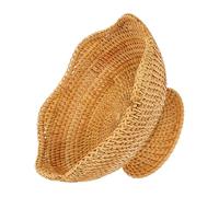 Balacoo Rattan Stylish Woven Style with Sturdy Base Storage Basket and Easy to Clean Design in Khaki Colour for Organizing Wallets and Burgers on Restaurant or Coffee Bar Tables
