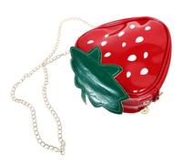 Balacoo Red Strawberry Fruit Shaped Cross Body Bag and Students with Two Carrying Methods, Moderate Capacity Pu and Polyester Shell Shape Handbag for School and Dating