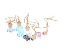 Balacoo Refillable Hanging Perfume Bottles Essential Oil Diffuser 5pcs with Glass and Wood Material, Elegant Romantic Style for Fragrance Diffusion Color for Car and Office