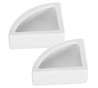 Balacoo Reptile Feeding Bowl and Food Dish Anti-escape Design Ceramic Material Triangle Shape 2 Pcs Space-saving Easy to Clean Feeding for Lizards