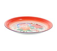 Balacoo Retro Round Enamel Plate for Home Use, Smooth and Sturdy Fruit and Vegetable Serving Tray, for Cake Shop Or Housewarming, Classic Chinese Style