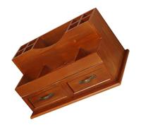 Balacoo Retro Wooden Dressing Table Container with Drawer Organiser, Exquisitely Made Brown Makeup Storage Box for Bedroom and Living Room, Compact Cosmetic Organiser with Multiple