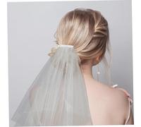 Balacoo Short Wedding Veil with Pearl Design Double Tulle Bridal Headpiece Soft Comfortable Short for Bride Movement Freedom Elegant Marriage Accessory