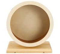 Balacoo Silent Suitable Edges for Exercise Smooth Mat Healthy round Wooden Running Wheel with Khaki Cork and Hamster for Little Mice Hamsters Small Pet Animals