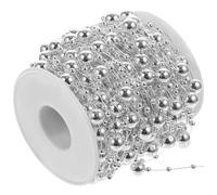 Balacoo Silver Faux Pearl Beads Strand for DIY Crafts and Christmas Decorations and Flexible Design with Polished Surface Lightweight Plastic Resin Beaded Chain Garland Random Color