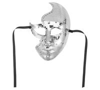 Balacoo Silver Plastic Full Face Disco Mask for Cosplay Party with Eye Catching Design, Comfortable Fit and Easy to Clean, for Masquerade Balls and Carnival Events