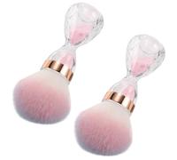 Balacoo Soft Nail Dust Brushes 2Pcs Design for Nail Art and Manicure Portable Pink Plastic Fiber
