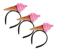 Balacoo Spa Headband Cute Ice Cream Cone Shape for Washing Face and Makeup Application 3pcs Fabric Material with Universal and Comfortable Fit Hair Band for Women and Skincare