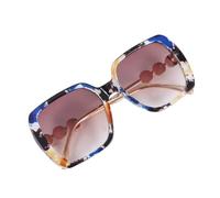 Balacoo Square Blue Sunglasses for Women with Pearls Decoration, Compact Nose Holder and Sun Block Effect, Fashionable Outdoor Eyewear Made of Metal Plastic and PC