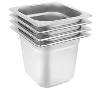Balacoo Stainless Steel Steam Table Food Pans and Versatile Use, 6 Inch Deep Buffet Pans 4pcs with Large Capacity Sl nd Professional Silver Design for Party and Catering