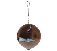 Balacoo Suspending Parrot Nest Bird House Made of Natural Coconut Shell with Comfortable Cushion and Bell, Easy to Hang in Tree or Home for Parrots and Birds Random Color