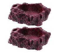Balacoo Turtle Water Dish and Creative Design with Natural Stone Shape Reptile Food Bowls 2pcs Resin and Gecko Feeding or Drinking Wide Application for Small Reptiles in Terrariums