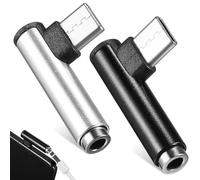 Balacoo Type-c Degree with 3.5mm Adapter Headphone 90 2pcs Phone to Audio Right Angle Mini Portable Plastic Audio Converter for Mobile