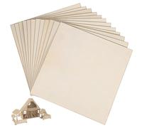 Balacoo Unfinished Plywood Square Wood Boards Sheets 12Pcs Smooth Edges for Wood Burning and Carving - and Ornament Making