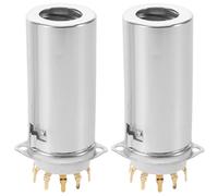 Balacoo Vacuum Tube Socket for 12ax7 Double Triode Valves 2pcs Two-piece Nine-pin with Aluminum Shield Metal and Ceramic Construction, Pcb Feet, for Stereo Tube Amplifier Repair