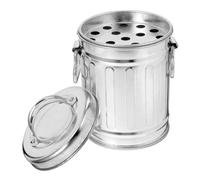 Balacoo Vintage Galvanized Iron Ashtray with Lid Compact Bucket Shaped Desk Trash Can for Home Office Kitchen Resistant Rubbish Bin with Spacious Interior and Smell Containment
