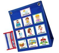 Balacoo Visual Schedule Chart to Develop Routines and Reward Good Behaviour and Chore Planner with Polyester and Felt Material, Blue Hanging Chart for Daily Routine for DIY Use