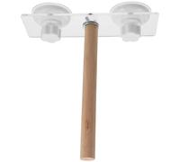 Balacoo Wear-resistant Wooden Parrot Perch Stand Suction Cup, Fine Workmanship Cage Bird Stand for Home Decoration, Compact and Sturdy Bird Plaything Accessory