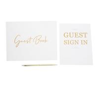 Balacoo Wedding Guest Book Portable Sign in Message Album for Weddings Elegant Retro Design with Classic White and Gold Cover Easy to Use Scrapbook for Cherished Memories and Wishes