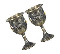Balacoo Wine Goblet Set with Delicate Rose Pattern, Multi-Function Decorative 2pcs Retro European Liquor Cup Made of Stainless Steel and Tin Alloy, for Wedding Props and Restaurant Use