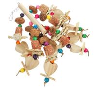 Balacoo Wooden Bird for Macaw and Parrots, Easy to Install Hanging Chewing to Exercise Bird's Beak, Natural Foraging and Shredding Plaything for Cage Birds