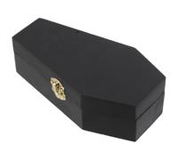 Balacoo Wooden Pet Ashes Box Coffin Shaped Cremation Urn with Fliptop Lid Multi-purpose Black Gothic Design for Halloween Parties and Pet Memorial Keepsake