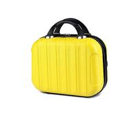 Balakaka 14-inch MINI Cosmetic Case for Women, Hard Shell Vanity Cases with Elastic Band and Zipper, Portable Waterproof ABS Lightweight Waterproof Beauty Case Lemon Yellow