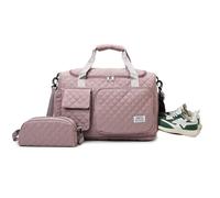 Balakaka 34L Waterproof Travel Holdall Duffel Bag for Women, with Wet & Dry Separation Shoe Compartment, Includes 1.5L Pouch, Sakura Pink
