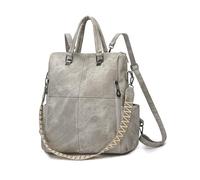 Balakaka Anti Theft Backpack for Women 33x16x35cm, PU Leather Fashion Backpack with Adjustable Straps, Lightweight Travel Daypack Casual Bag for School Work, Grey