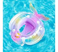 Balakaka Baby Swimming Float 70×75 cm, Inflatable Baby Swimming Ring with Safety Seat& Steering Wheel, Fun Water Toys Outdoor Toys for Age 1-5 Years Kids, Dream mermaid