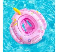 Balakaka Baby Swimming Float 70×75 cm, Inflatable Baby Swimming Ring with Safety Seat& Water Gun, Fun Water Toys Outdoor Toys for Age 1-5 Years Kids, Pink bunny